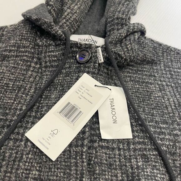 NWT THAKOON Addition Wool Blend Gray Melange Hooded Blazer Coat Jacket Size M - Picture 2 of 10